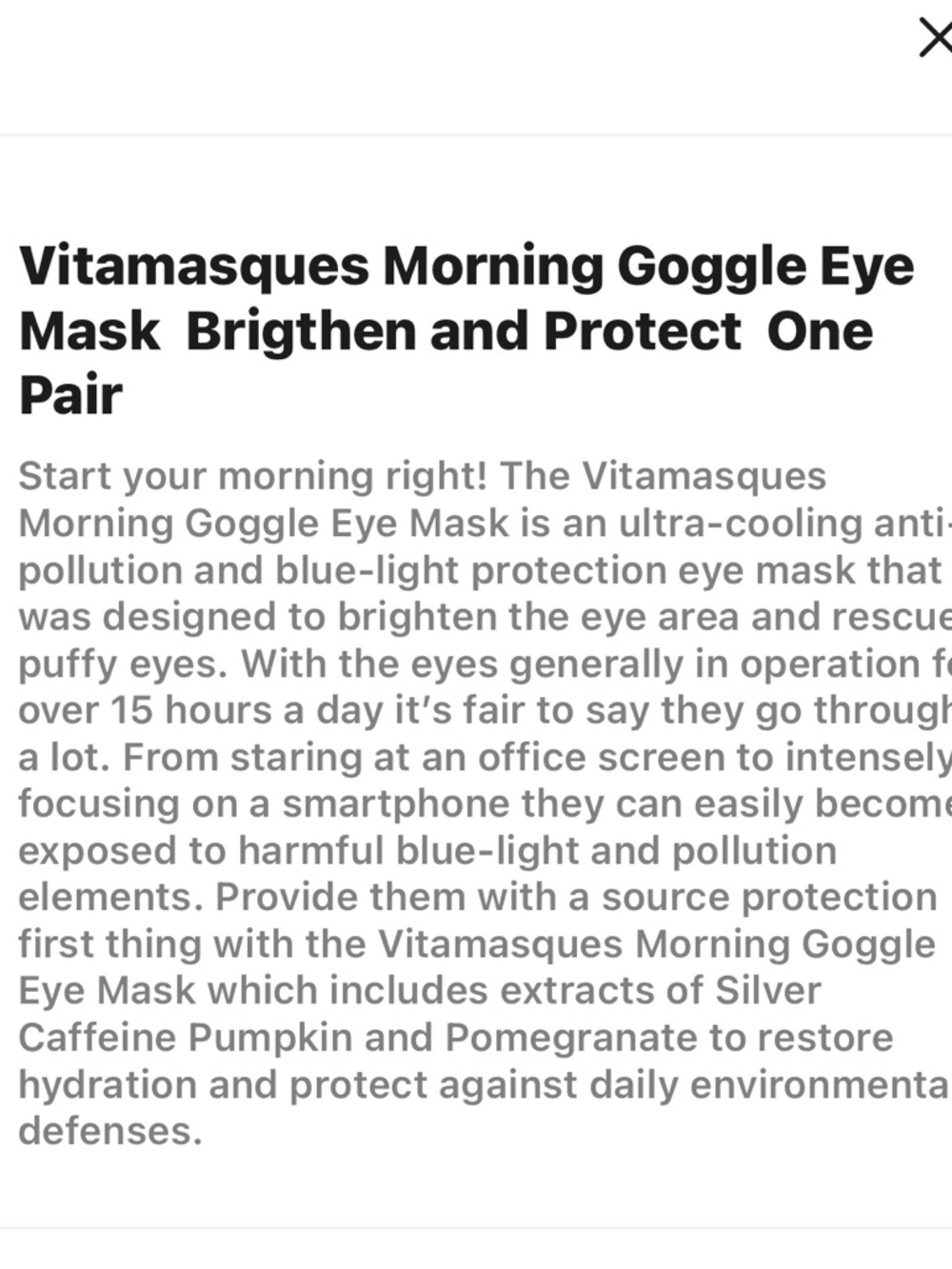 3pk-vitamasques goggle caffeine eye mask pomegranate - Picture 2 of 2